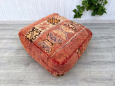 Beautiful Traditional Vintage Moroccan Berber Pouf, Wool Floor Cushion, Vintage Cushion, Beni Ourain Seat Cushion, Footstool