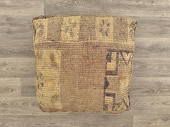 Vintage Moroccan Wool Pouf – Handmade Floor Cushion & Kilim Pillow Cover
