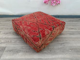 Moroccan pouf, kilim pouf, rug pouf, 60x60x32 cm pouf, ottoman pouf