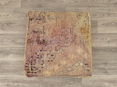 Vintage Moroccan Wool Pouf – Handmade Floor Cushion & Kilim Pillow Cover