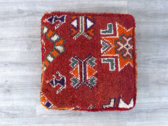 Moroccan Berber Pouf, Moroccan Pouf, BeniOUrain Pouf, Vintage Moroccan Ottoman, Floor Pouf, Floor Cushion, Vintage Rugs Pouf.24X24X16 Inches
