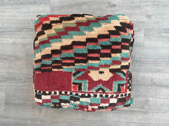 Moroccan Kilim Pouf, Floor Pouf Vintage Moroccan Ottoman, Beni Ourain Square Pouf, Yoga Meditation Cushion, Outdoor Kilim Pillows Cover