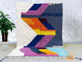 Colorful Moroccan Boujaad Rug - Handmade Wool Carpet - Custom Berber Rug - Bohemian Living Room Decor