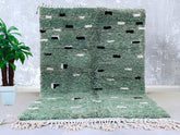 Moroccan Berber Rug - Green Wool Beni Ourain Carpet - Custom Large Area Rug for Living Room