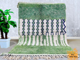 Authentic Moroccan Rug – Green Beni Ourain Wool Carpet – Custom Handwoven Berber Area Rug for Home Decor