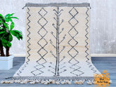 Minimalist Moroccan Rug - Handmade Beni Ourain Wool Carpet - Custom Berber Area Rug for Living Room
