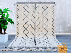 Minimalist Moroccan Rug - Handmade Beni Ourain Wool Carpet - Custom Berber Area Rug for Living Room