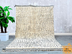 Authentic Beni Ourain Rug - Custom Moroccan Rug - Large White & Black Berber Carpet - Handmade Wool Rug