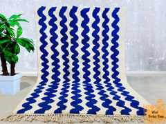 Genuine Boujaad Rugs, Custom Moroccan Blue Rug, Moroccan Berber Carpet, Blue Wool Rug, Beni Ourain Area Rug, Blue Area Rug 8x10, Gift Rugs