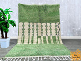 Custom Moroccan Rug - Green & White Wool Carpet - Handmade Berber Rug - Authentic Beni Ourain Design