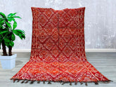 173 x 278 cm = 5.6 x 9.1 FT Diamonds Vintage Boujaad Rug - Authentic Moroccan Rug - Handmade Berber Carpet Large Orange Geometric Boho Area Rug - Moroccan DiamondsRug - Floor Decor
