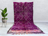 178 x 337 cm = 5.8 x 11.0 FT Purple Diamonds Exquisite Moroccan Berber Rug - Handmade Vintage Beni Ourain Carpet - Bohemian Living Room Rug - Authentic Azilal Rug