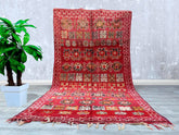 191 x 342 cm = 6.2 x 11.2 FT Antique Moroccan Rug, Boujad Rug, Berber Rug, Red Moroccan Rug, Living Room Rug, Bohemian Colorful Rug, Comfortable and Elegant Wool Rug