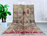 203 x 315 cm = 6.6 x 10.3 FT Diamonds Vintage Carpet Handmade Rug - Tapis Morocco Beni ourain berber rug, boucherouite rug for living room - Berber