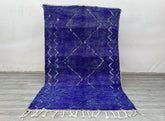 172 x 250 cm = 5.6 x 8.2 Handmade Blue Beni Ourain Rug – Authentic Moroccan Wool Carpet