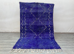 172 x 250 cm = 5.6 x 8.2 Handmade Blue Beni Ourain Rug – Authentic Moroccan Wool Carpet