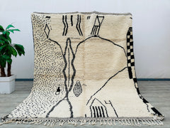 233x288 cm = 7.6 x 9.4 Authentic Moroccan Beni Ourain & Azilal Rugs – Handmade Berber Wool Carpets