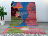 207x290 cm = 6.8 x 9.5 Abstract Colorful Authentic Moroccan Berber Rug – Handwoven