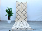 127x403 cm = 4.2 x 13.2 Diamonds Vintage Moroccan Beni Ourain Berber Rug – Handmade Wool Beauty