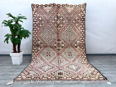 190x323 cm = 6.2 x 10.6 Large Vintage Boujad Rug – Handwoven Moroccan Wool Carpet