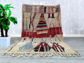 174 x 256 cm = 5.7 x 8.4 FT colorful Berber moroccan rug, morocco rug, large antique berber rug, woven rug, colorful rug, handmade rugs for living room, geometric rug