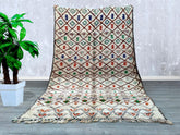 172 x 292 cm = 5.6 x 9.6 FT Vintage Berber Moroccan Rug - Vintage Boujaad Rug - Boho Wool Rug for Bedroom - Soft Peach Wool Rug - Vibrant Colors - Unique Christmas Gift