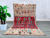 148 x 237 cm = 4.9 x 7.8 FT Luxury Bohemian Moroccan Rug - Handcrafted Masterpiece That Adds Warmth and Charm to Your Home - Authentic Moroccan Rug - Custom BeniOurain rug