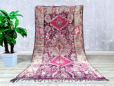 288 x 325 cm = 9.4 x 10.6 FT ANTIQUE Moroccan Berber wool Rug, Old Handmade Boujaad Rug with a Rare Pattern, Natural art carpets for living room In Luxurious Wool