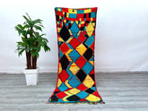 90 x 258 cm = 3 x 8.5 FT Multicolored Diamonds Moroccan Runner Rug, Beni Ourain Runner,Moroccan Rug Runner BeniOurain Hallway Rug, Custom Hall Rug Berber Carpet, Berber Runner, Wool Runner