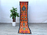 72 x 326 cm = 2.4 x 10.7 FT Authentic Moroccan Brown rug - Luxurious Moroccan Runner Rug - Berber Colorful Runner Rug - Berber Runner Carpet - Authentic boujaad runner rug