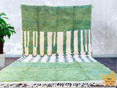 Custom Green Moroccan Rug - Handmade Wool Berber Carpet - Beni Ourain Area Rug for Boho Home Decor