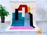 Minimalist Moroccan Rug - Handmade Beni Ourain Wool Carpet - Custom Berber Area Rug - Boho Home Decor Multicolored