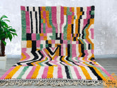 Moroccan Berber Colorful Rug - White Beni Ourain Carpet - Custom Large Wool Rug - Living Room Decor Multicolored