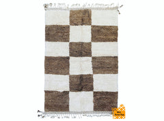 Custom Fabulous Boujaad Rug - Handmade Moroccan Berber Carpet - Abstract Checkered Bohemian Rug