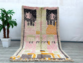 165 x 258 cm = 5.4 x 8.5 ft Colorful Moroccan Handmade rug ,Beni ourain style Morocco wool Berber Rug, modern rug, Hand woven rug, Azilal Berber style - white Rug Morocco
