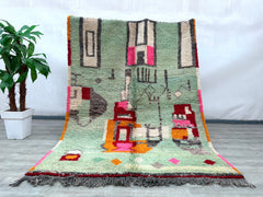 186 x 253 cm = 6.1 x 8.3 ft Colorful Abstract Moroccan rug blue - Berber rug - Custom Moroccan rug - Beni ourain rug - Handmade rug - Abstract Wool rug - blue rug - moroccan blue rug