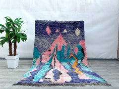 171 x 243 cm = 5.6 x 8.0 ft Colorful Abstract CUTE BENIOURAIN colorful -Boujaad colorful rugs runner, Authentic Moroccan rug- Authentic boujaad rug -Moroccan Striped Rug Runner