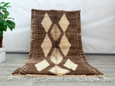 157 x 249 cm = 5.2 x 8.2 ft Diamonds Moroccan Berber rug brown, berber brown carpet handmade natural color rug, eco-friendly rug, rugs timeless wool rug, Mrirt rug