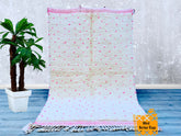155 x 259 cm = 5.1 x 8.5 FT Pink Dots Moroccan Handmade rug ,Beni ourain Woven style Morocco wool Berber Rug, modern rug, Hand woven rug, Azilal Berber style - Pink Rug Morocco