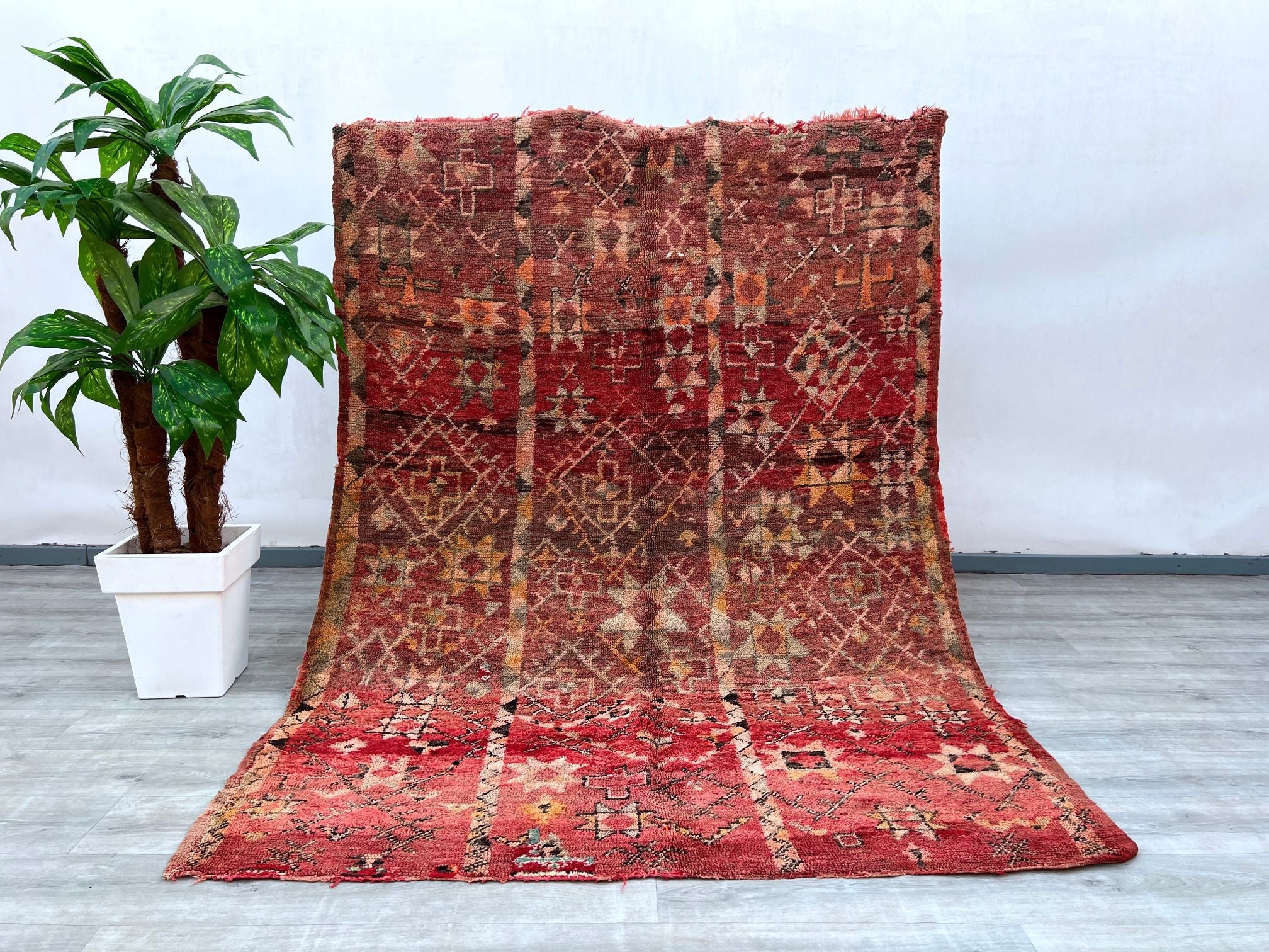 Elevate your space with an authentic Beni Ourain vintage carpet, known for its minimalist yet striking tribal patterns. Made from natural wool, this handwoven Moroccan rug offers a plush, cozy feel underfoot while enhancing your home’s aesthetic. The neutral tones and geometric designs blend seamlessly with boho, Scandinavian, or contemporary interiors. Whether used as a statement piece in the living room or a luxurious bedroom accent, this vintage Berber rug adds texture, history, and elegance to any decor