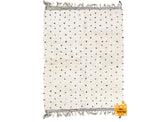 Black Polka Dots Elegant Moroccan Beni Ourain Rug – White & Black Handwoven Wool Carpet – Custom Size Bohemian Area Rug