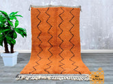 147 x 250 cm = 4.8 x 8.2 FT Zigzag Orange Azilal Rug – Bohemian Wool Rug, Tribal Berber Rug, Moroccan Wool Rug, Boho Area Rug