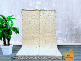 153 x 246 cm = 5 x 8 FT Colorful Dots Moroccan Rug with Ivory Base and Subtle Geometric Patterns – Soft, Warm, and Perfect for Neutral Interiors