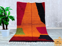157 x 235 cm = 5.2 x 7.7 ft Colorful Abstract Azilal moroocan rug - Moroccan shag rug- Premium quality rug- Abstract rug- Berber rug- Beniouarain rug- Wool rug- Made to order rug