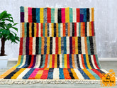 248 x 306 cm = 8.1 x 10.0 ft Colorful Moroccan Vintage Runner Rug - Handmade Berber Carpet, Soft Dots, Minimalist Design, Bohemian Style, Custom Size for Living Rooms