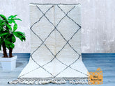 147 x 240 cm = 4.8 x 7.9 FT Diamonds Moroccan Minimalist Runner Rug – Handmade Berber Carpet, Soft Dots, Bohemian Style, Custom Sizes