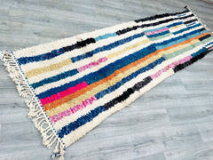 Colorful Moroccan Mrirt Rug - Handmade Wool Berber Carpet - Custom Boujaad Area Rug for Boho Decor Multicolored