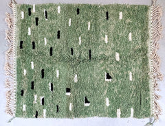 Moroccan Berber Rug - Green Wool Beni Ourain Carpet - Custom Large Area Rug for Living Room