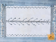 White Beni Ourain Rug – Handmade Moroccan Wool Carpet – Minimalist Berber Area Rug for Modern Homes