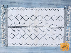 Minimalist Moroccan Rug - Handmade Beni Ourain Wool Carpet - Custom Berber Area Rug for Living Room